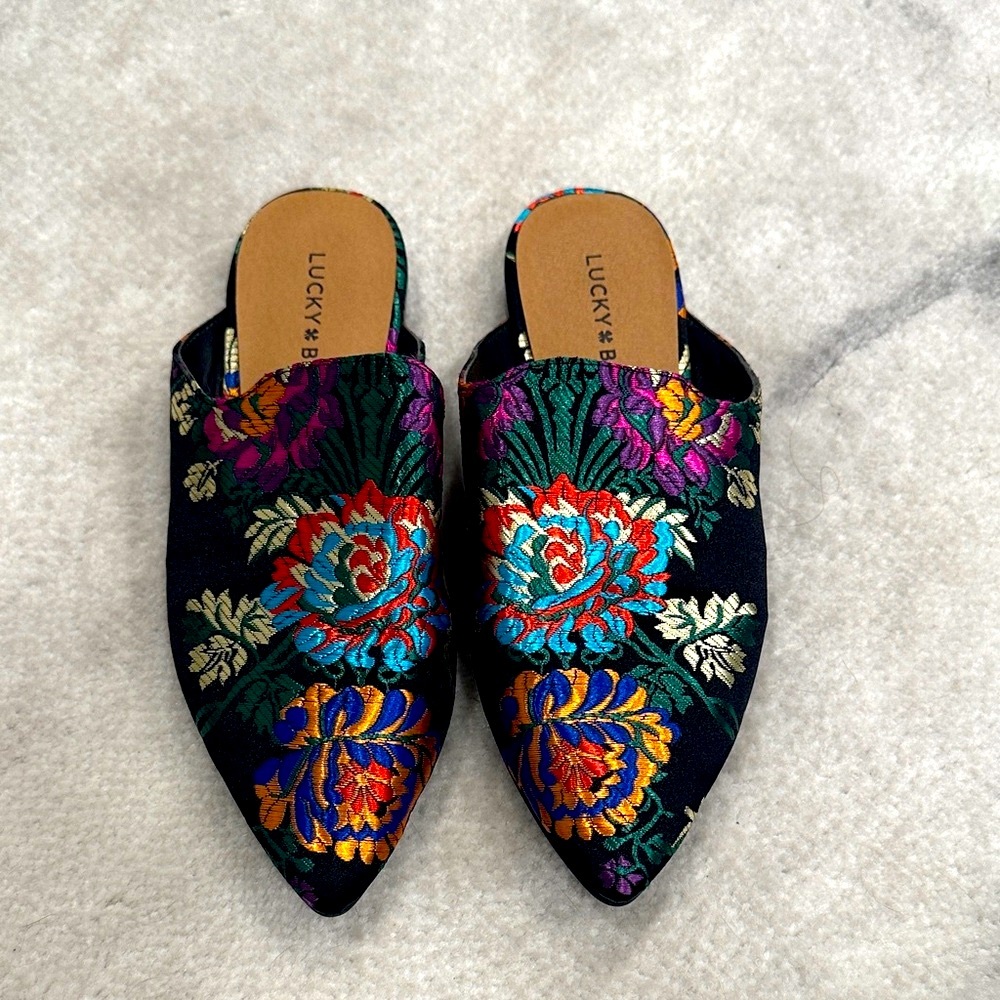 Lucky Brand Women's Colorful Embroidered Mules